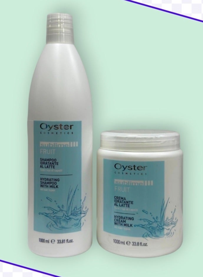 oyster fruit shampoo hydrating shampoo with milk all hair types 1000ml+hydrating cream with milk all hair types 1000ml